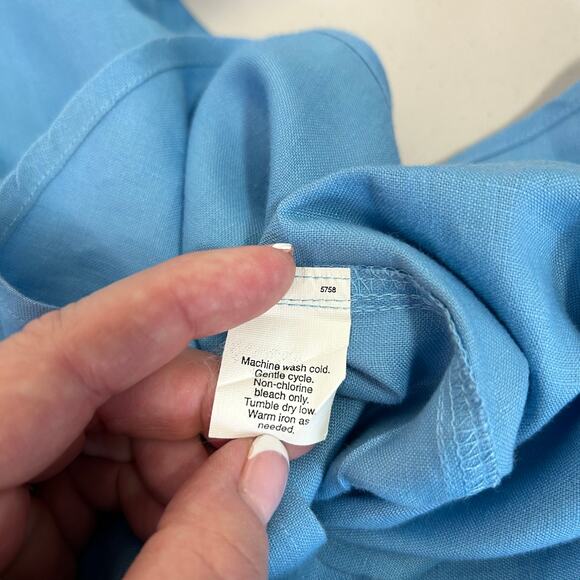 J Crew Mens 100% Linen Blue Button Down Shirt Short Sleeve Size XL Vacation Golf - Picture 6 of 9